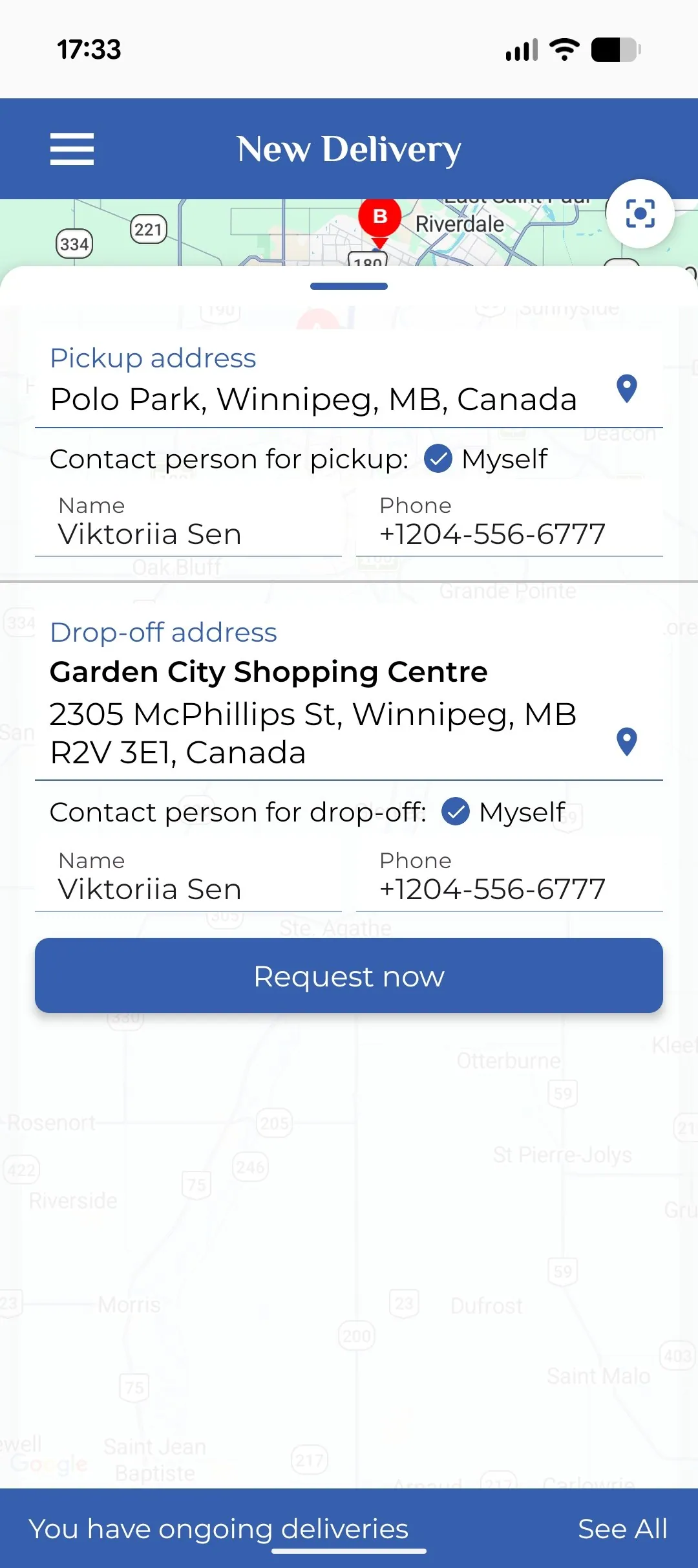 Step 1: Request a delivery